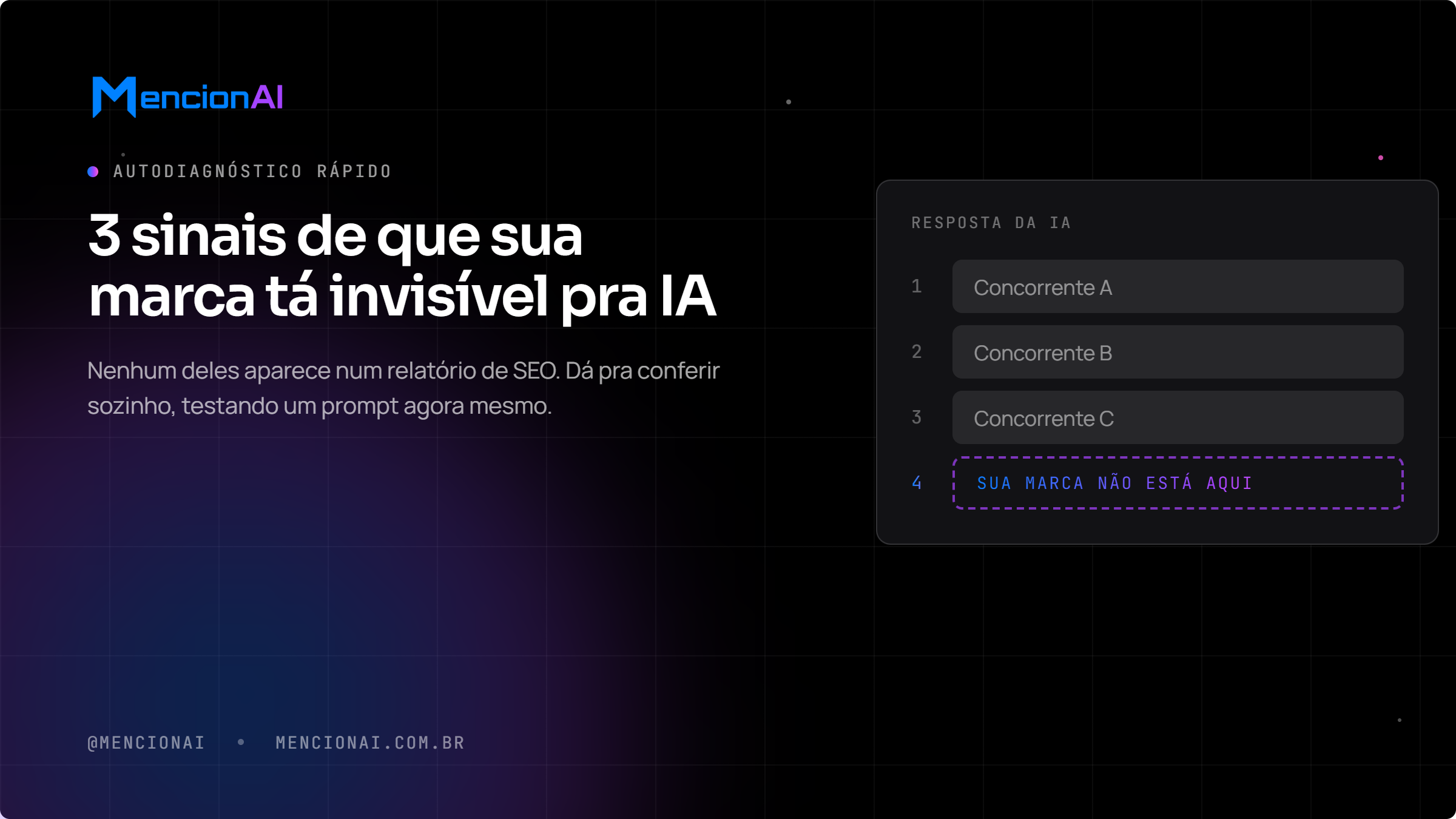 Ilustração mostrando uma marca desaparecendo dentro de uma interface de IA generativa como ChatGPT e Gemini