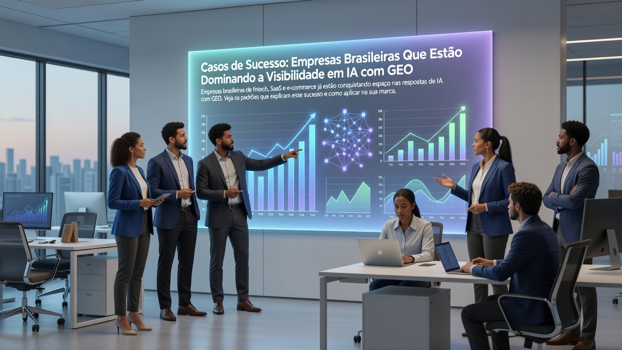 Équipe marketing analysant des tableaux de visibilité dans l’IA et des graphiques de citations pour des stratégies GEO